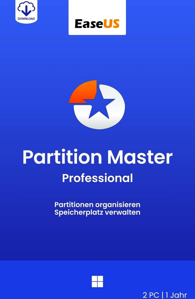 EaseUS Partition Master Professional 19 / Windows / 2 PC / 1 Jahr / Lizenz per E-Mail