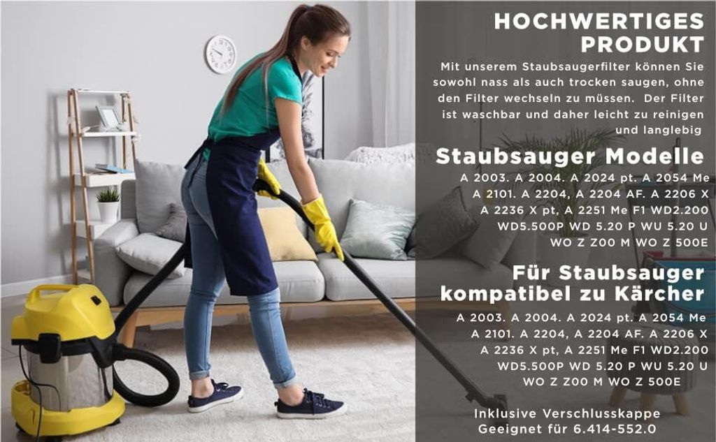 2x Staubsauger Patronen Filter Für KÄRCHER A 2003, A 2004, A 2024 Pt, A