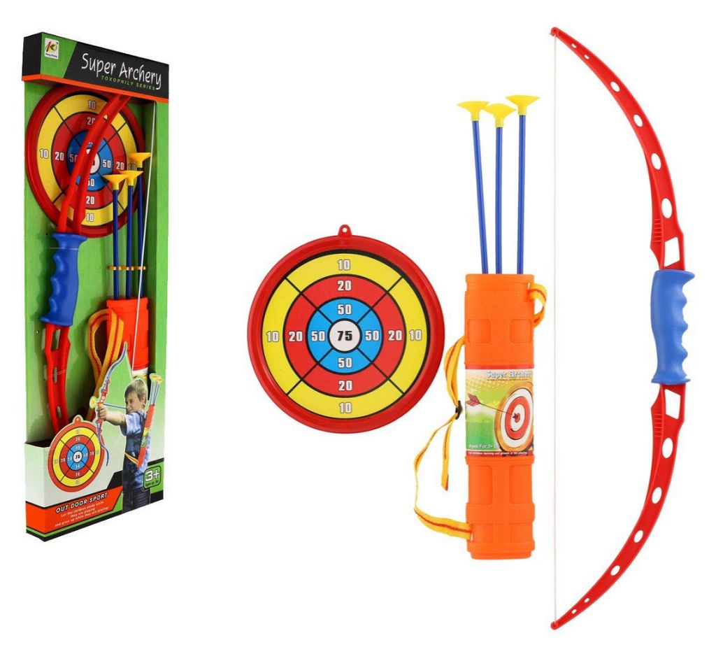 Bogen 71cm +3 Pfeile im Etui + Plastikziel im Kasten Produktbild 
