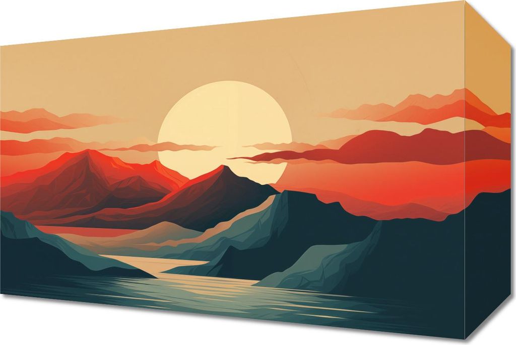 Bild 30x20cm Sonnenuntergang über den Bergen