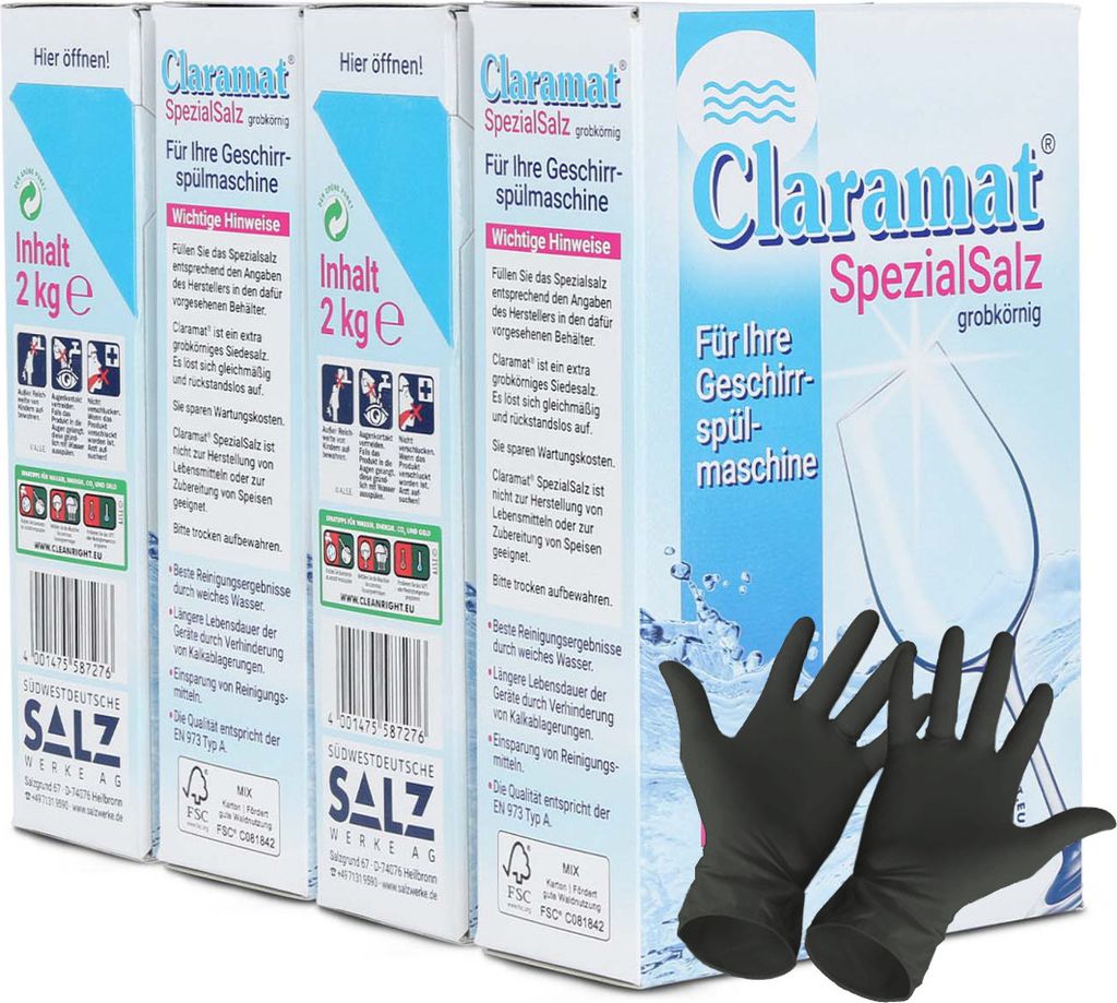 Claramat Spezial Salz 8 kg (4x 2 kg) Spülmaschinensalz grob