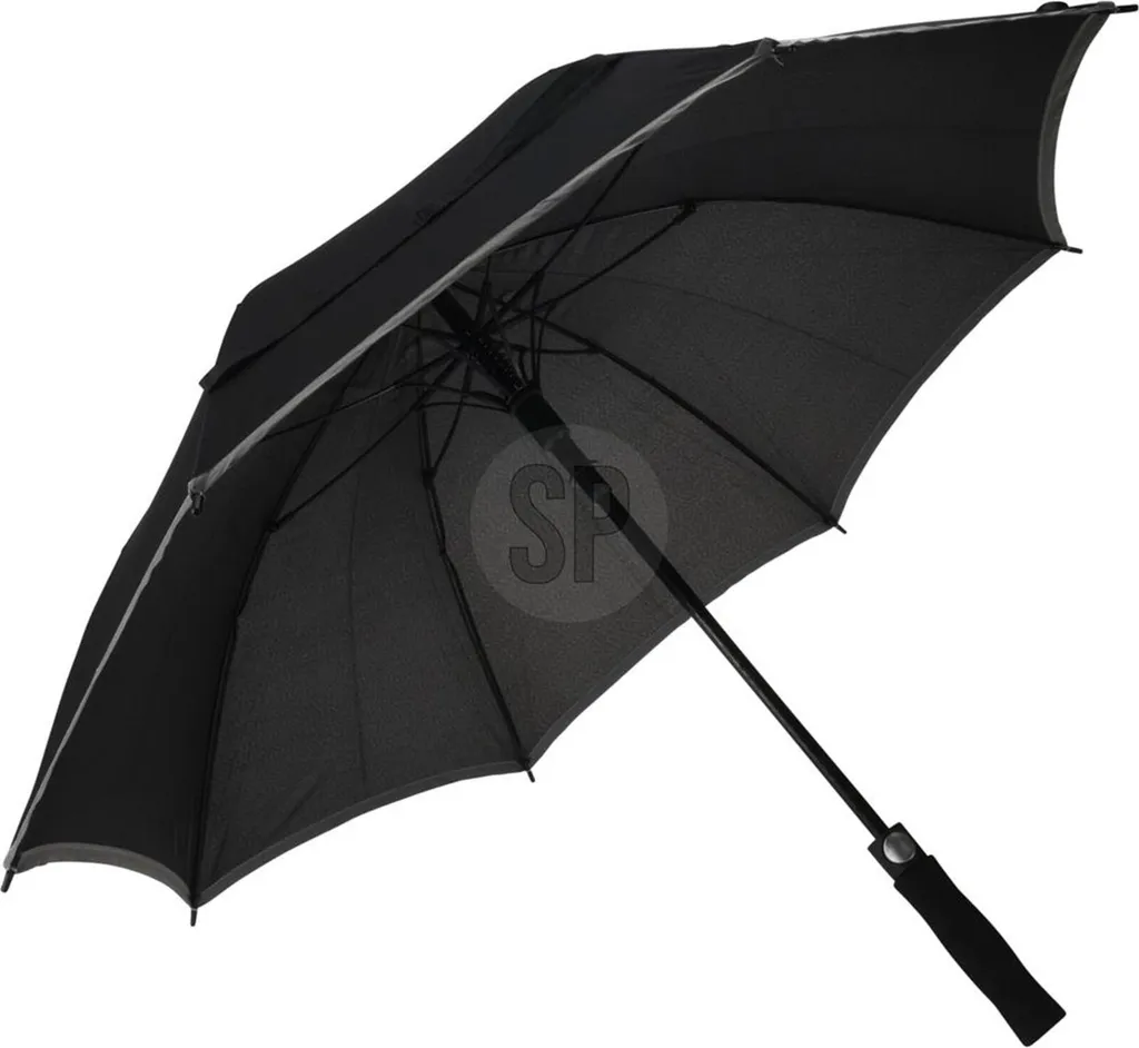 Parapluie Ø104cm noir solide : fini les baleines cassées sous le vent