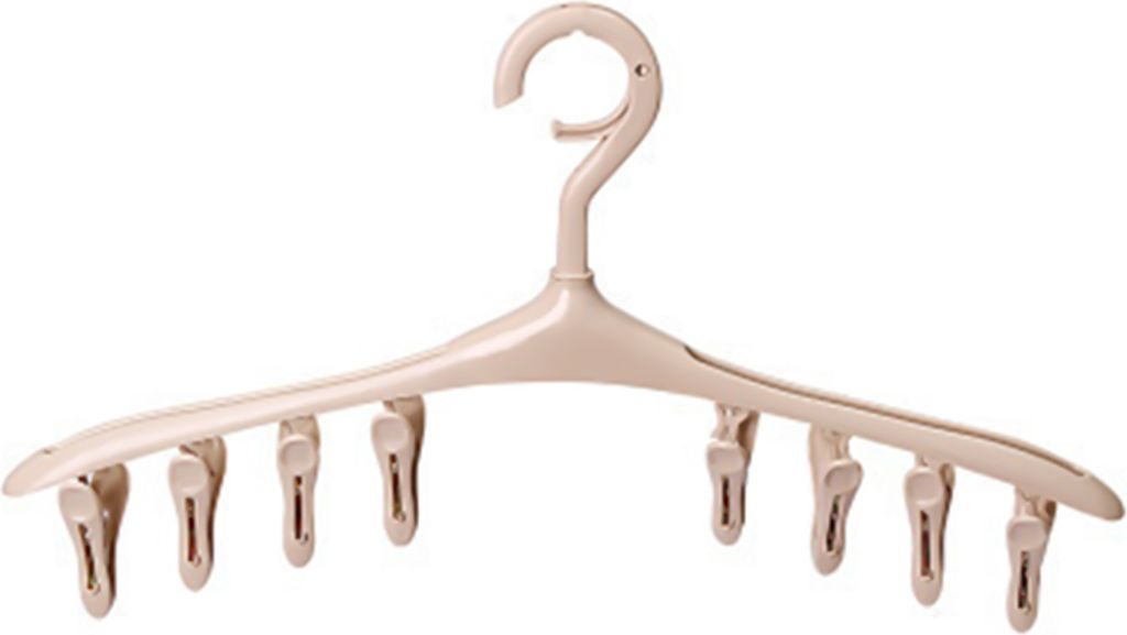 Aufbewahrungsbügel 360 Grad rotierende winddichte PP Socken Handtücher BH Kleidung Trocknen 8 Clips Badezimmerzubehör-Beige