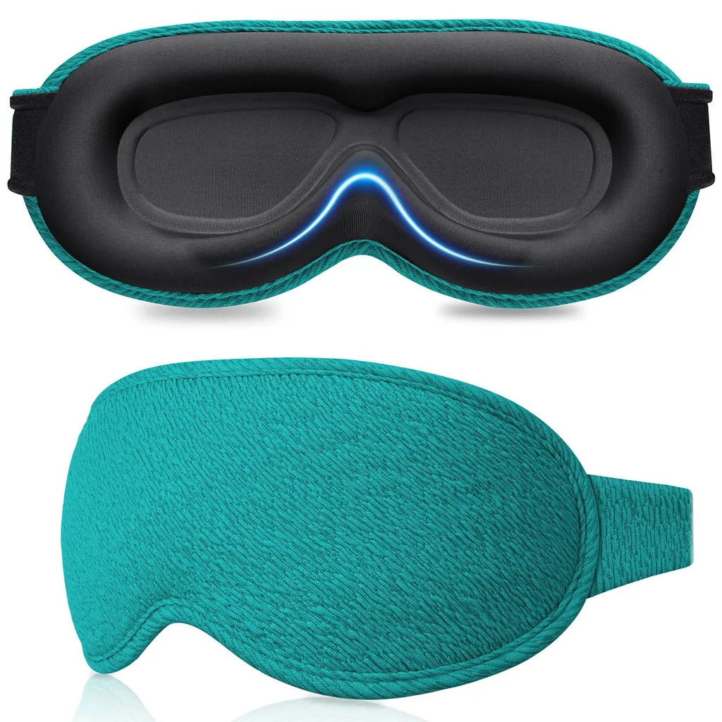 Masque de sommeil opaque et réglable, design ergonomique bleu de qualité