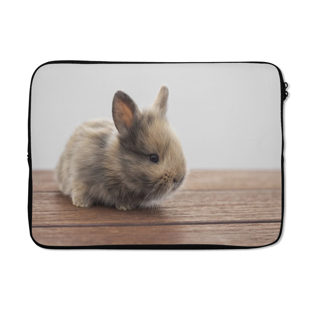 MuchoWow Laptop Hülle 14 ZollBaby - Kaninchen - Holz Laptoptasche - Laptoptasche - Stoßsicher - Schutzhaube