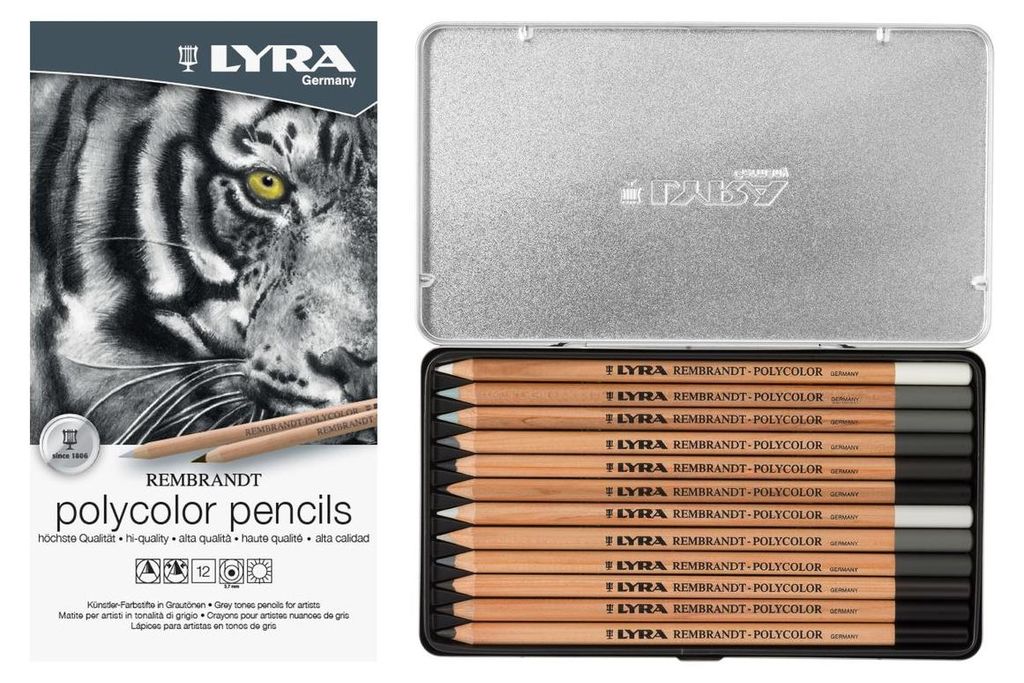 Lyra Buntstifte Rembrandt Grautöne 12 Farben Metalletui