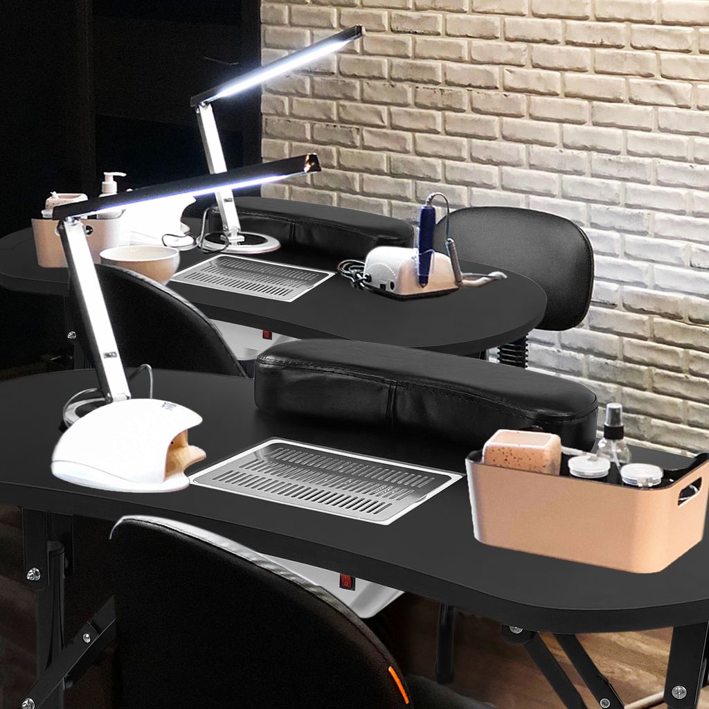 UISEBRT Skladací manikúrový stôl 98x44 x77 cm s prachovým Obrázok produktu 9