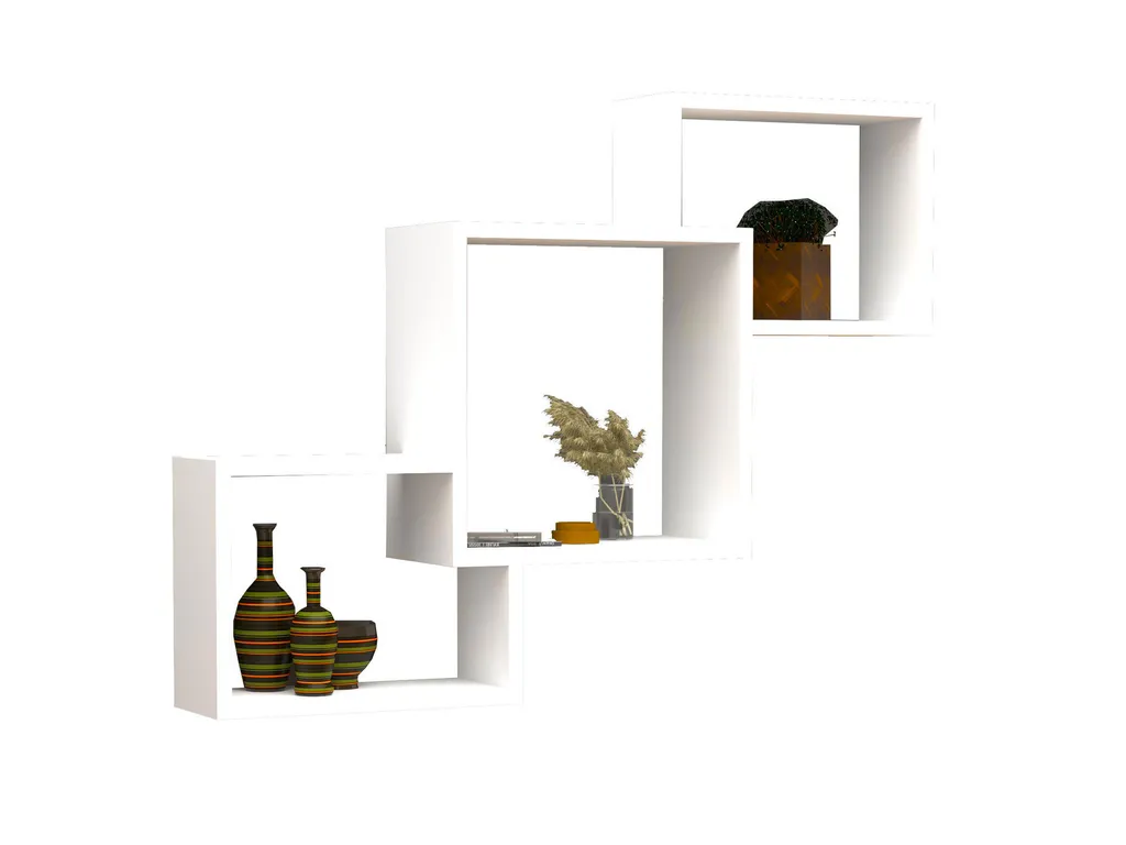 Étagère Murale 100% Mélaminé Blanc et Argent Skye Decor - Format 98 cm - 2