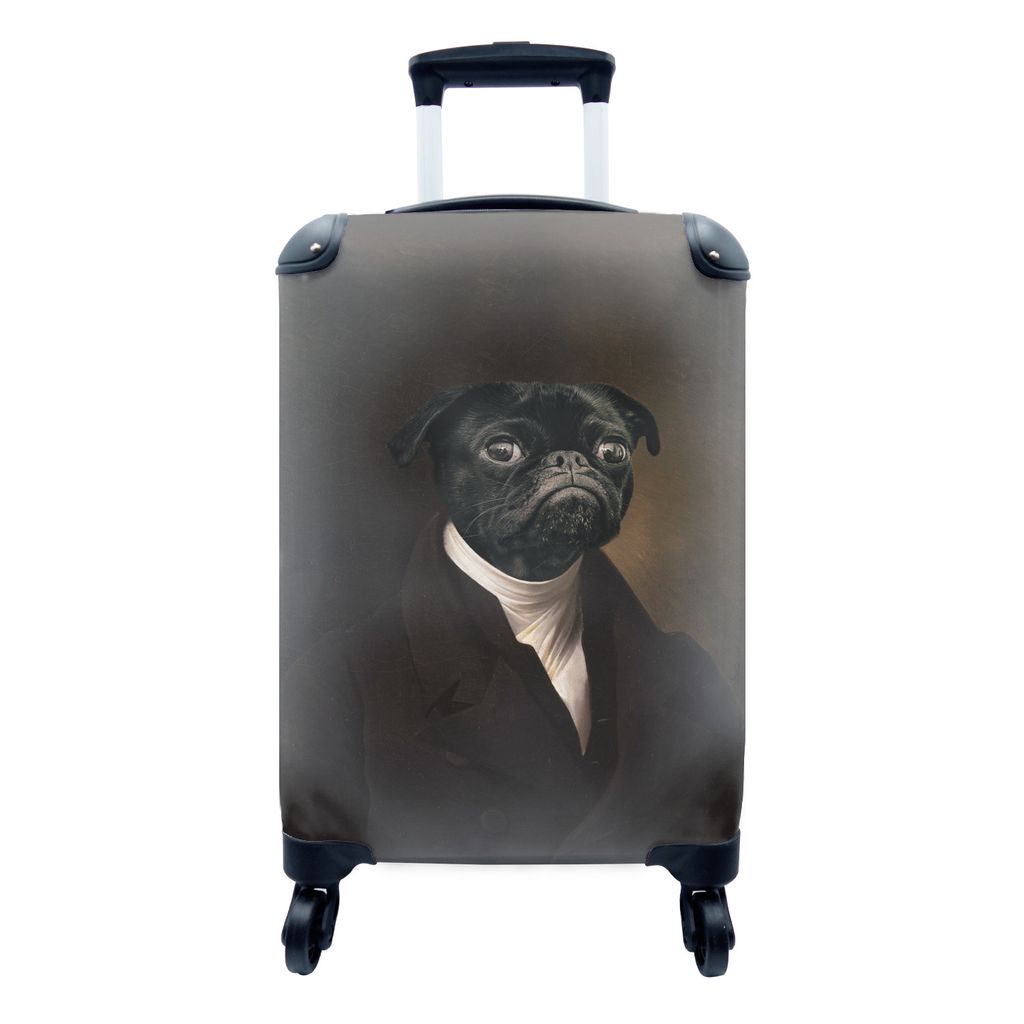 MuchoWow Koffer Handgepäck Trolley Rollkoffer Kleine Reisekoffer mit 4 Rollen - Alte Meister - Hund - Tiere - Cabin Size < 55x40x23 cm & 55x40x2...