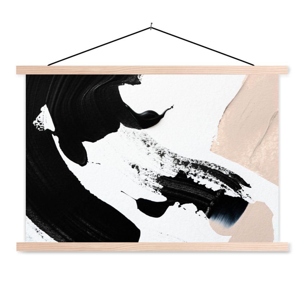 MuchoWow Textilposter Farbe - Design - Abstrakt 120x80 cm mit holzfarbenen Rahmen - Aufhängeset