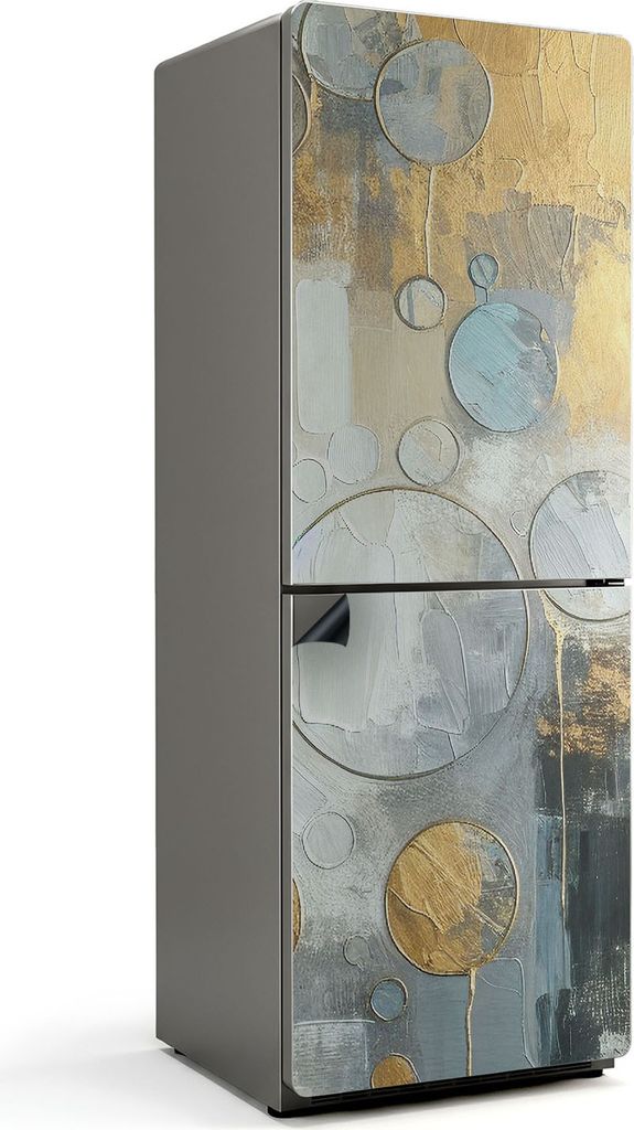 Abstrakte Malerei Kreise – Magnetische Kühlschrank Abdeckung – Dekorfolie magnetisch Küche – Kühlschrank Magnet Deko – selbstklebende Ma...