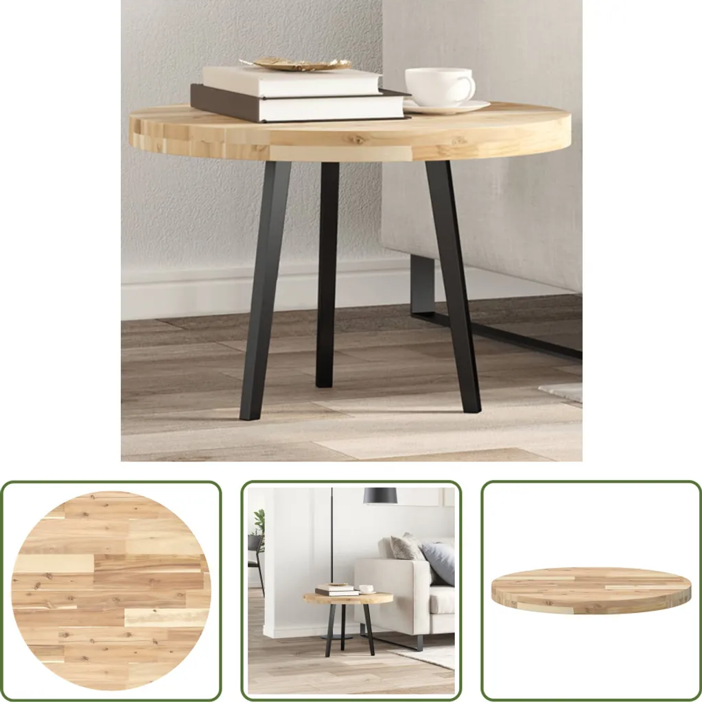 Crea il tuo Tavolo in Acacia: Piano Rotondo Ø60x4cm Massiccio