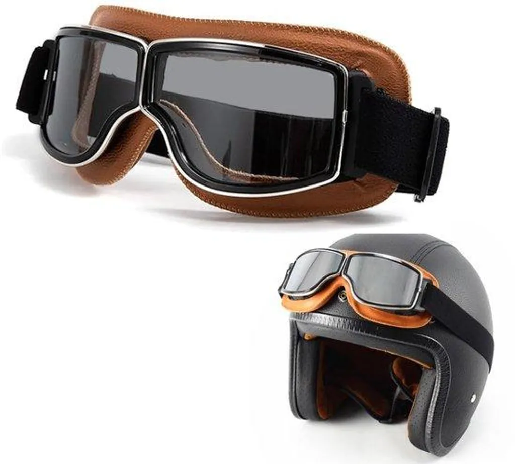Masque de Motocross Aviateur - Visière de Course en Cuir PU pour Quad
