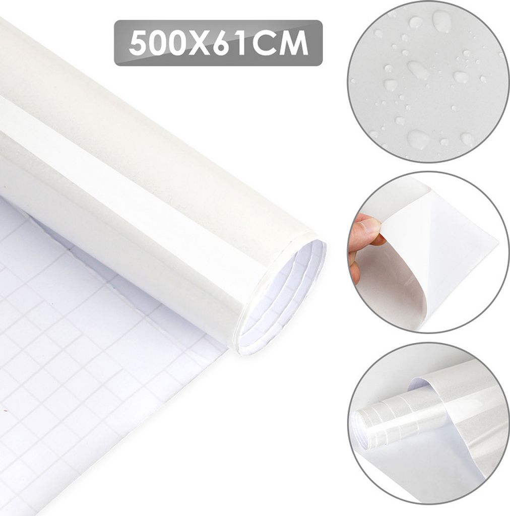 Fiqops 2x Klebefolie, für DIYs, Renovierungen, Möbel & Küche, Dekofolie selbstklebend, PVC Möbelfolien, 500x61 cm, weiß