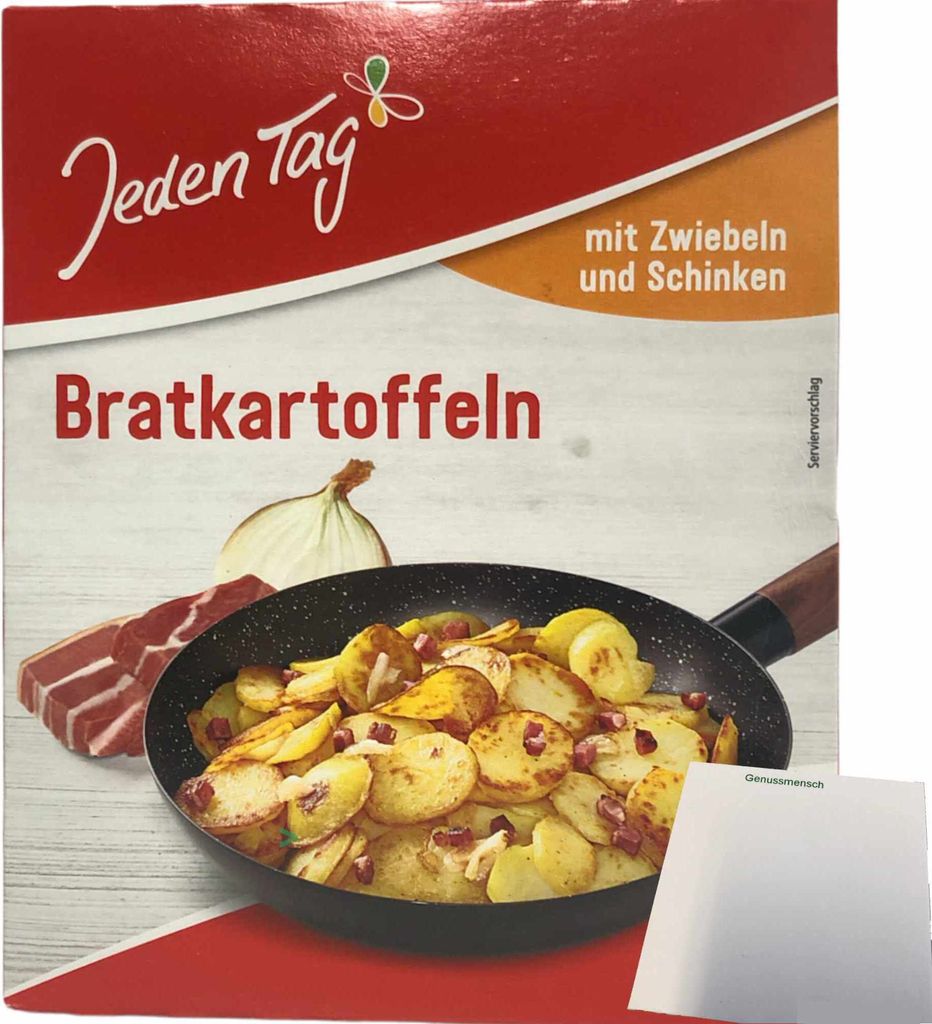 Jeden Tag Bratkartoffeln mit Schinken und Zwiebeln (400g Packung) + usy Block