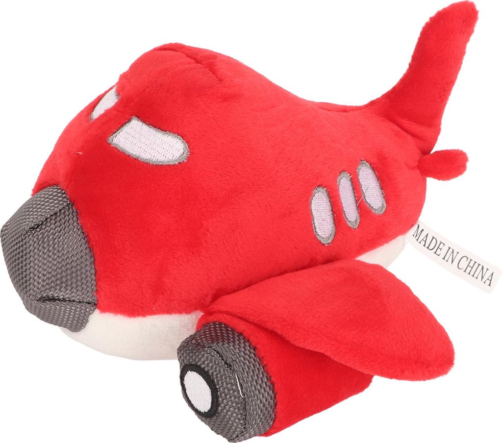 Plüschhund, quietschendes Spielzeug, bissfest, Zähneknirschen, Reinigen, interaktiv, Flugzeugform, ausgestopfter Welpe, kauend, rot