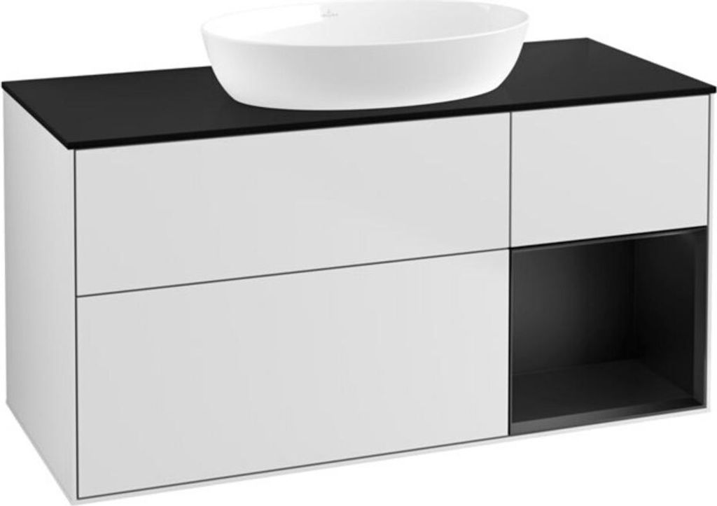 V&B Waschtischunterschrank Finion 120cm, Pl b m, Reg bla m Lac, wh. m Lac