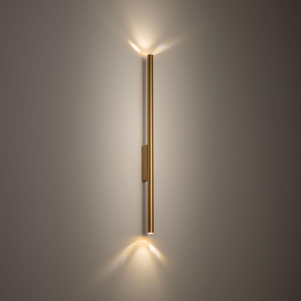 Wandlampe Metall G9 H: 78 cm in Gold 2-flammig länglich Modern