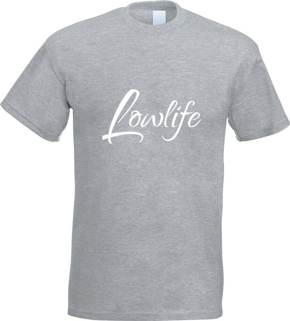Kiwistar - T-Shirt - Graumeliert - Lowlife Motiv Bedruckt Funshirt Design Print - mit Motiv Bedruckt - Funshirt Design - Sport - Freizeit - Herren - S