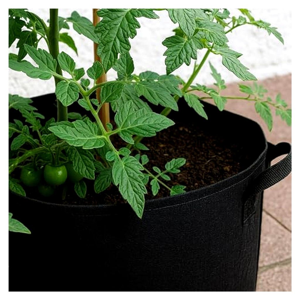 Flexi Grow Stofftopf 26,5 L 10 Stück | Pflanzsäcke für Garten und Balkon, Vliesstoff Pflanztasche mit Griffen für Blumen