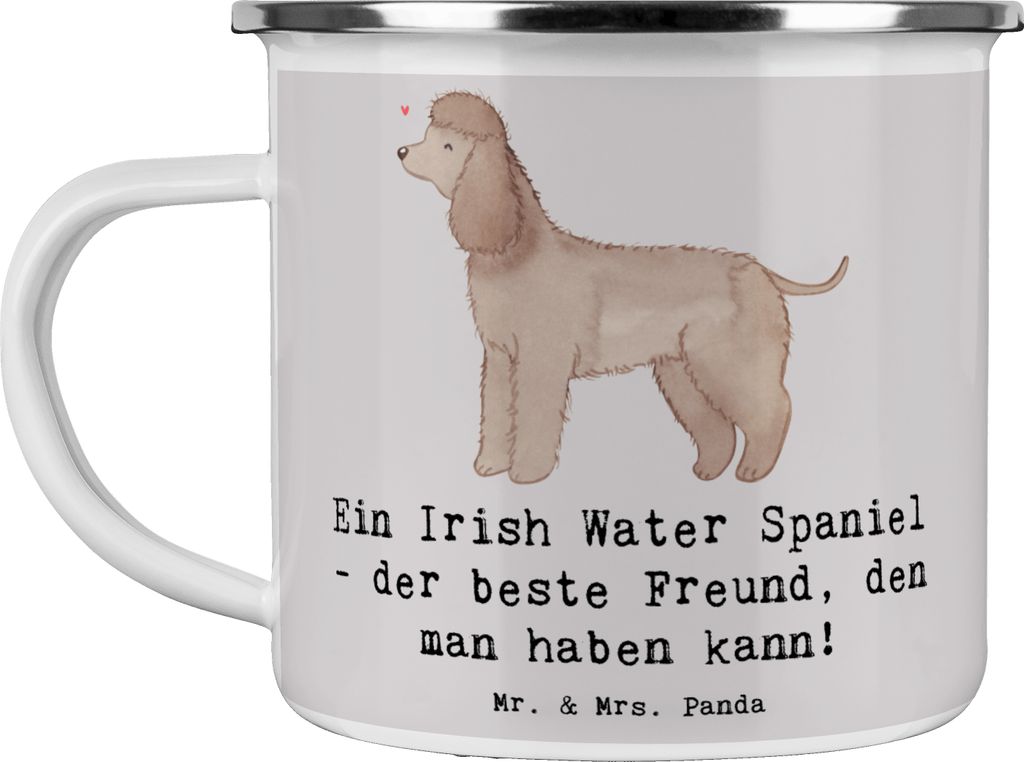 Mr. & Mrs. Panda Emaille Becher Irish Water Spaniel Freund - Grau Pastell - Geschenk, Hunderassen Charakter, Tasse, Pflege, Pott, Hunderasse, Kaffe...