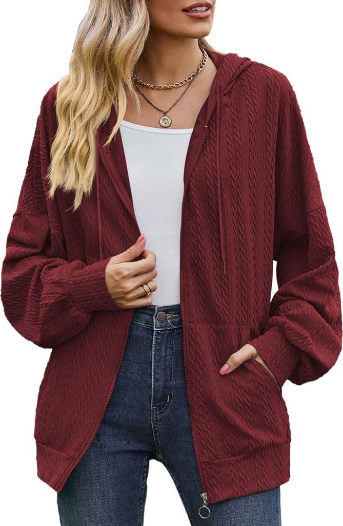 ASKSA Damen Kapuzenjacke Sweatshirt mit Reissverschlus Produktbild 