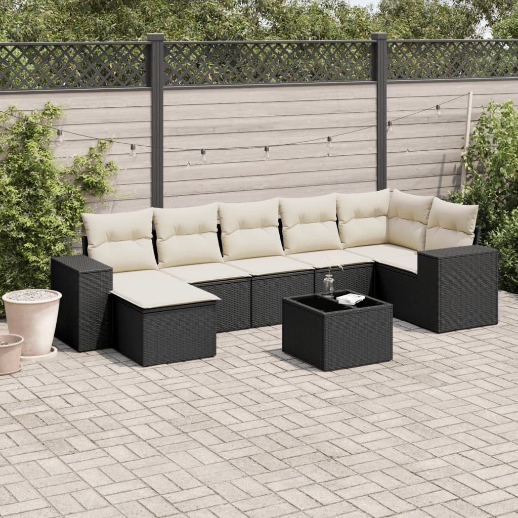 Maison Exclusive - 8-tlg. Garten-Sofagarnitur mit Kissen Schwarz Poly Rattan