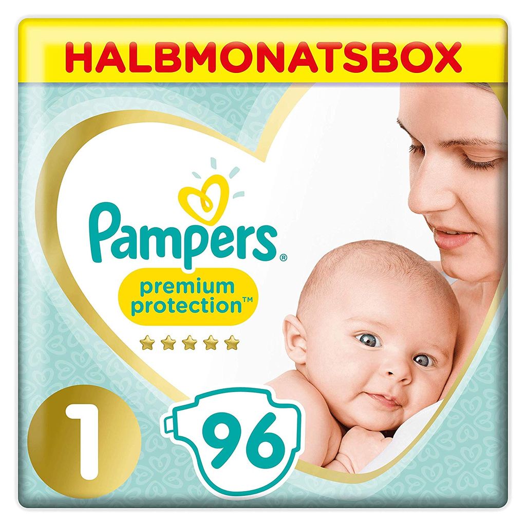 HALBMONATSBOX Pampers Größe 1 Premium Protection Baby Windeln 96 Stück 