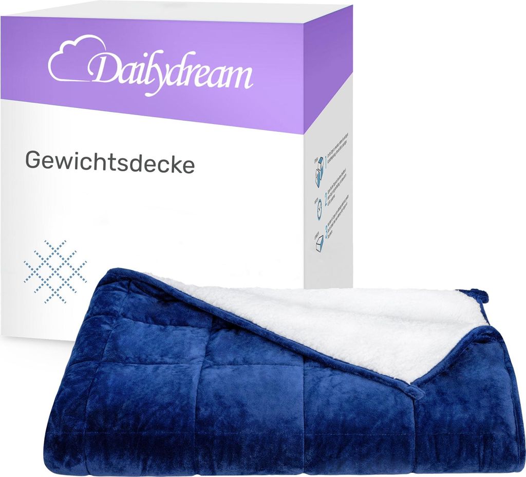 Dailydream Gewichtsdecke Erwachsene – Fleece – Blau – 135x200 cm – 6 kg - Beruhigende Wirkung - Besser Einschlafen 6 KG / 135x200cm