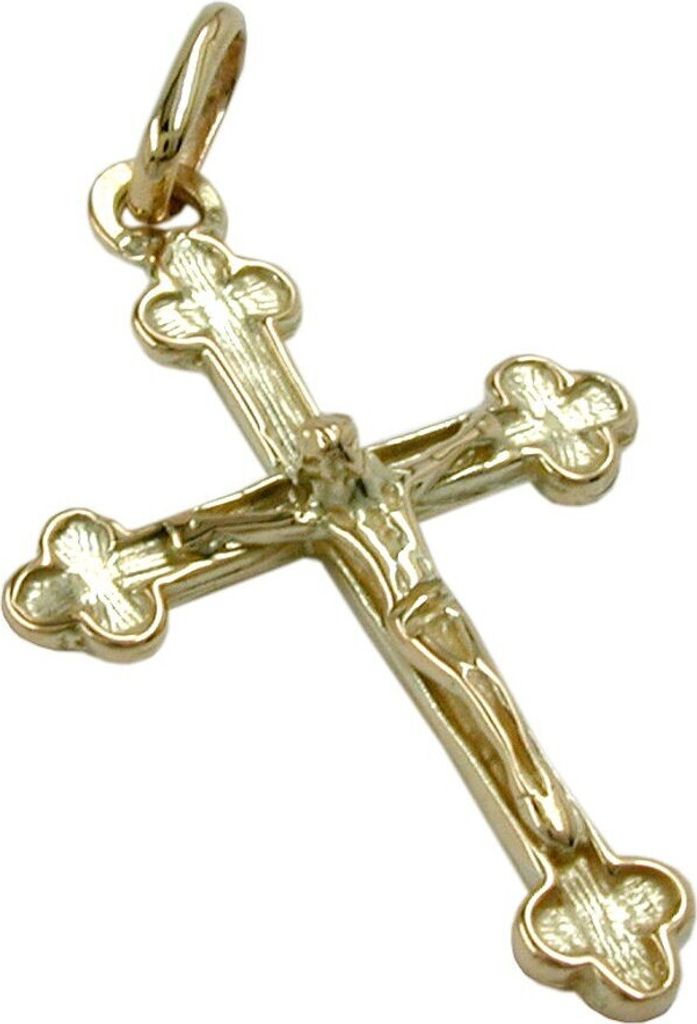 Anhänger Kreuz mit Jesus 14Kt 585 Gold Gelbgold Kettenanhänger Halsschmuck