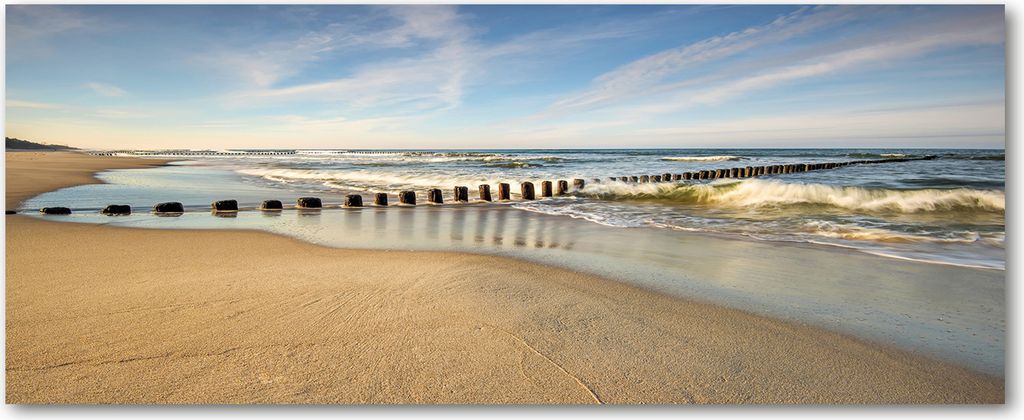 Tulup Leinwandbild - 125x50 cm - Wandkunst - Drucke auf Leinwand - Leinwanddruck - Landschaften - Blau - Strand Ostsee