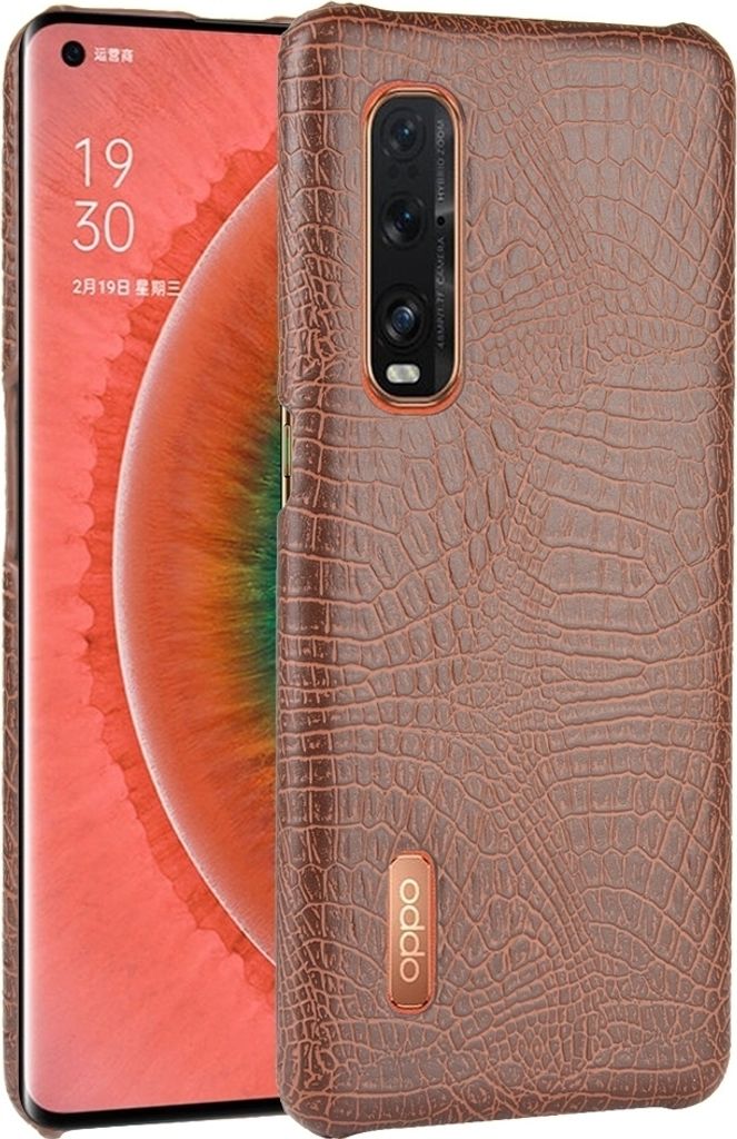 Mobigear Croco OPPO Find X2 Pro Hülle Hardcase Backcover - Braun