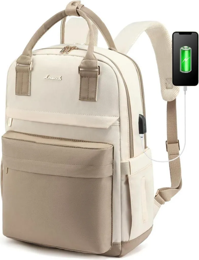 Zaino Porta PC Donna 15.6 LOVEVOOK Impermeabile - Khaki e Beige Style