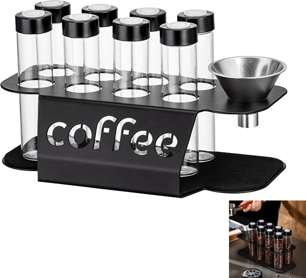 luftdichtes Aufbewahrungsregal für Kaffeebohnen, transparentes Vorratsglas, Reagenzglasständer, Einweg-Ablassventil, tragbare Aufbewahrungsflasche