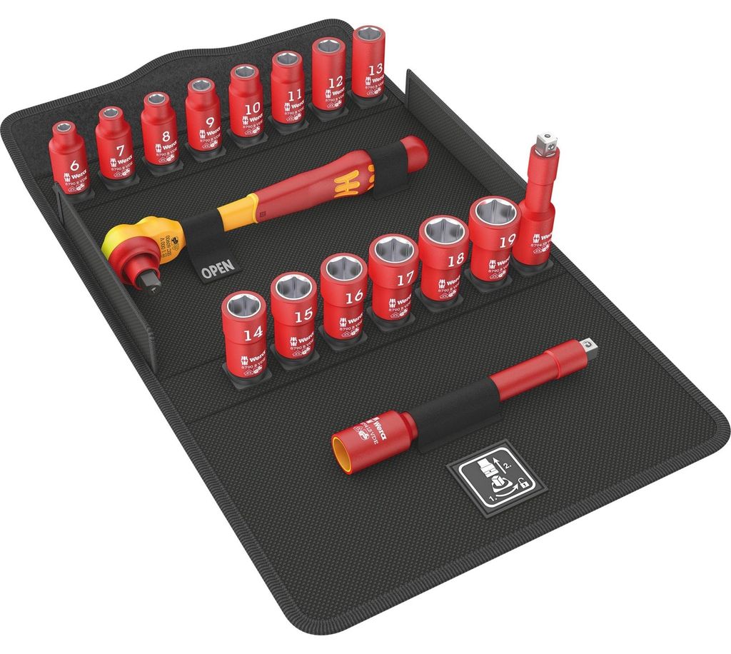 Steckschlüsselsatz 8100 SB VDE 1 Zyklop 17-tlg.3/8 Zoll SW 6-19mm Z.80 6KT WERA