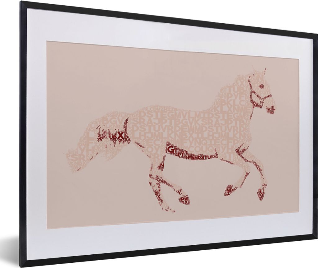 MuchoWow MuchoWow Gerahmtes Poster Pferd - Briefe - Rosa - Mädchen - Kinder - Mädchen 60x40 cm - Poster mit zchwarzem Bilderrahmen - Schlafzi...