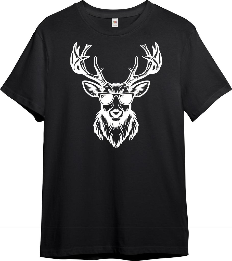 PAULGOS Herren T-Shirt "Hirschkopf mit Sonnenbrille"