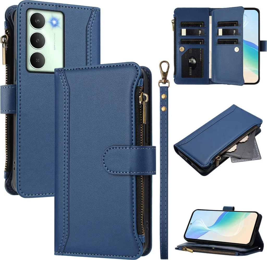 Custodia Full Protection Realme 14x - Portafoglio Blu con Zip