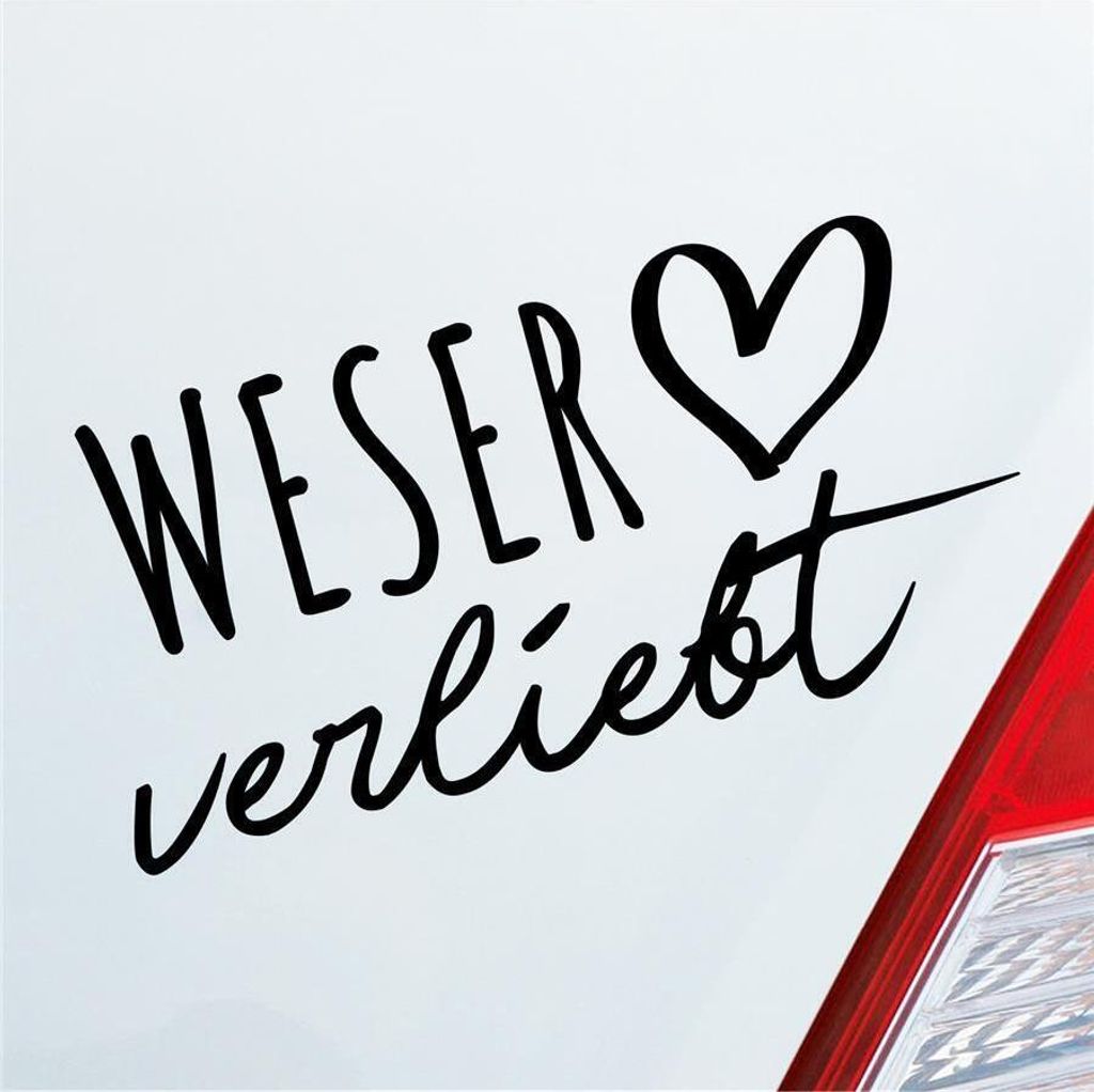 Auto Aufkleber Weser verliebt Herz Fluss Wasser Water Liebe Car 19x10 cm Schwarz Matt Sticker Heckscheibenaufkleber