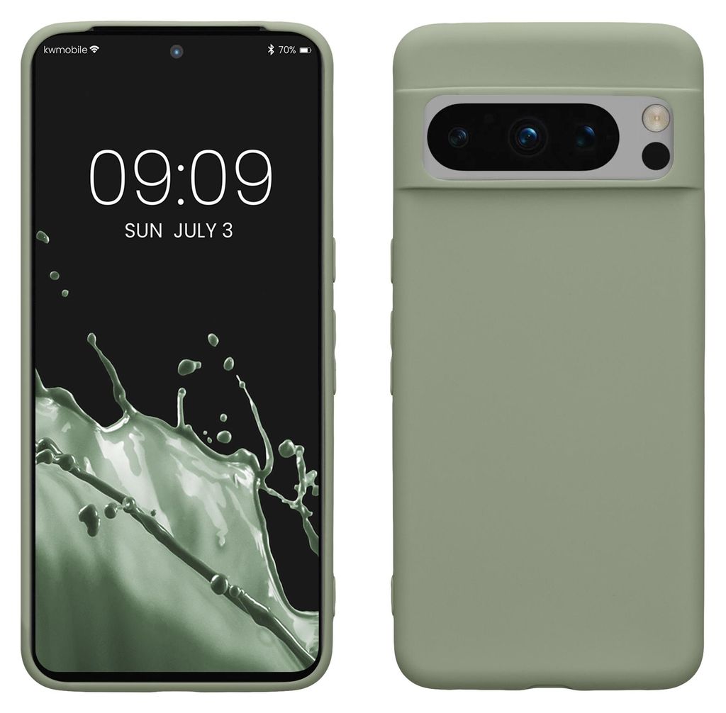 kwmobile Handyhülle für Google Pixel 8 Pro Hülle - TPU Case - Kabelloses Laden - Schutzhülle Cover in Graugrün