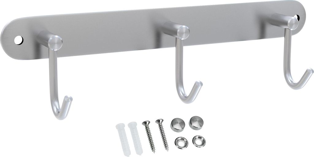 Intirilife Edelstahl Garderobenleiste Modell C - 3 Haken - Produktbild 