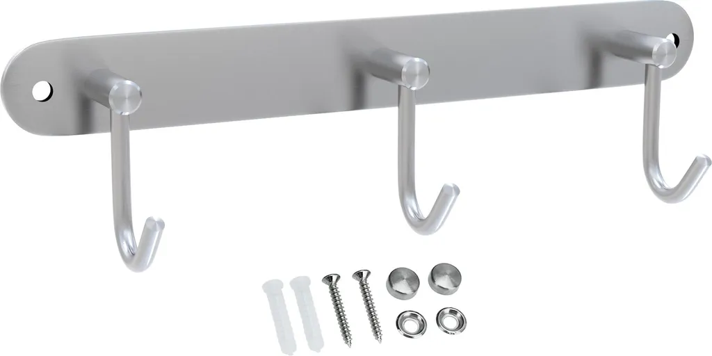 Intirilife Appendiabiti Acciaio Inox Modello C - 3 Ganci Robusti