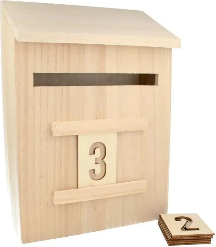 Boîte aux lettres en bois 28 cm à décorer pour courrier et DIY créatif