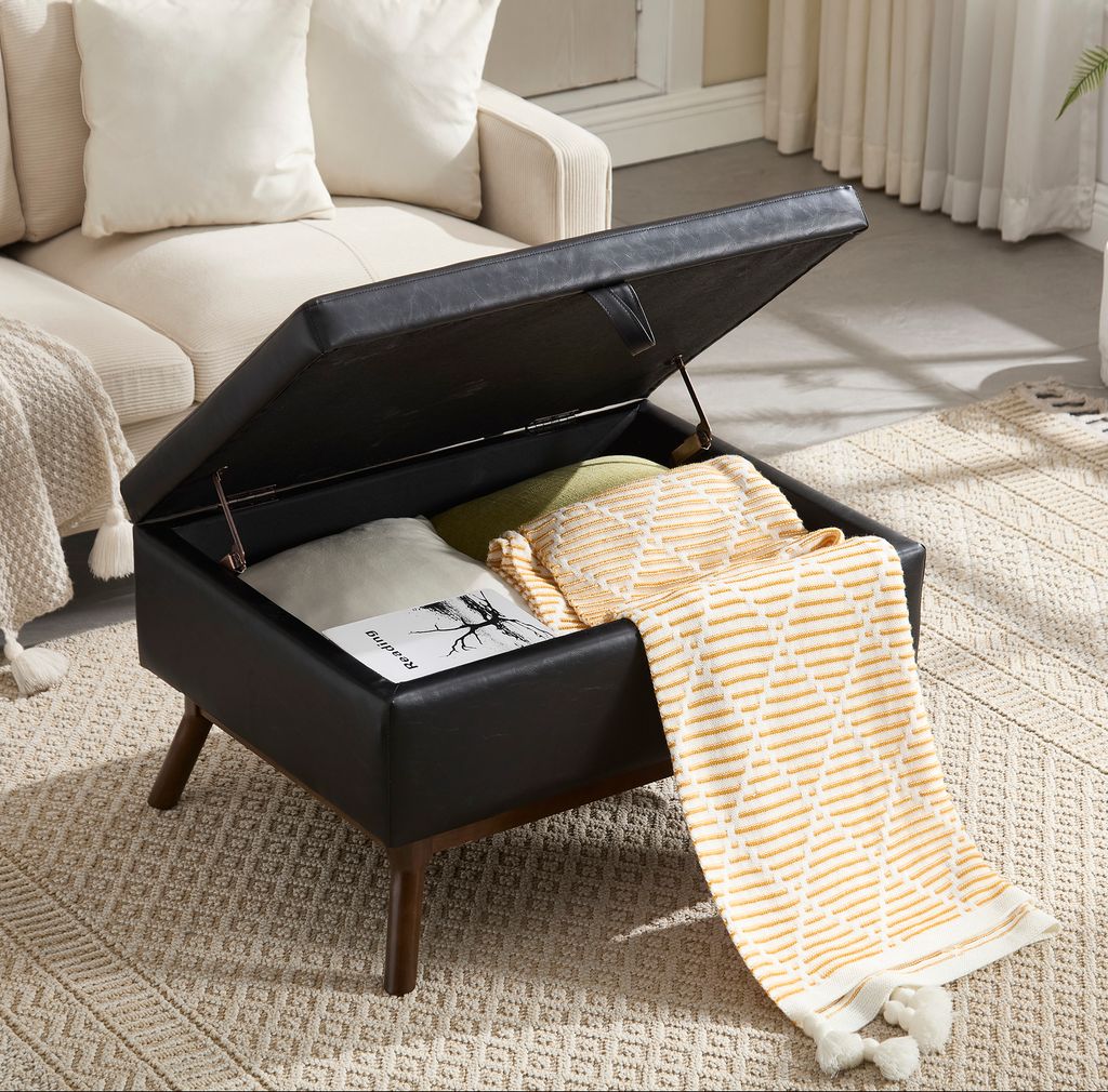 STILVORA Couchtisch Ablagebank Schuhaufbewahrungsbank Quadratische Ablagebank Stil,Flurbank Eingangsbereich und Familienzimmer,Schwarz