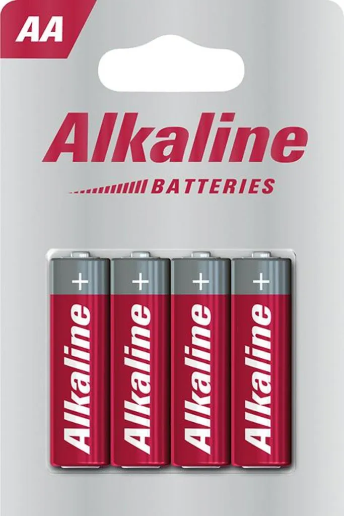 Piles alcalines AA LR6 blister de 4 unités de premier prix standard