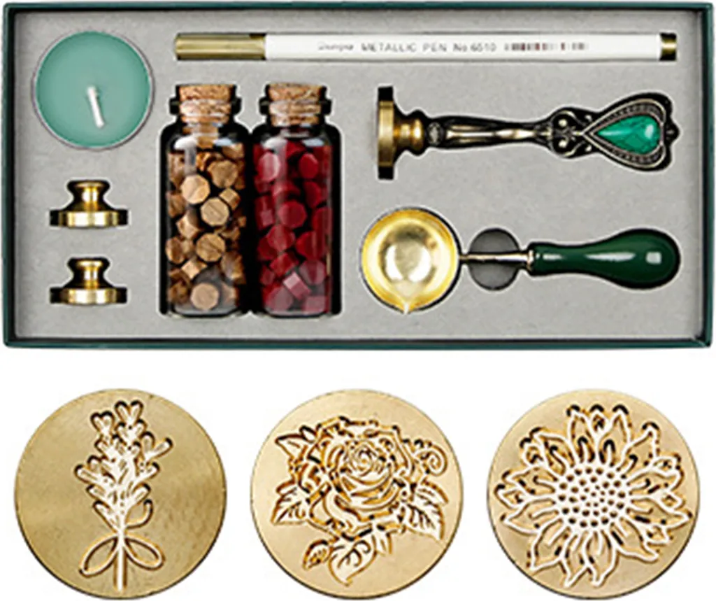 Kit Sigilli di Cera per Scrapbooking e DIY: Timbro Rame e Perle Mix - 2