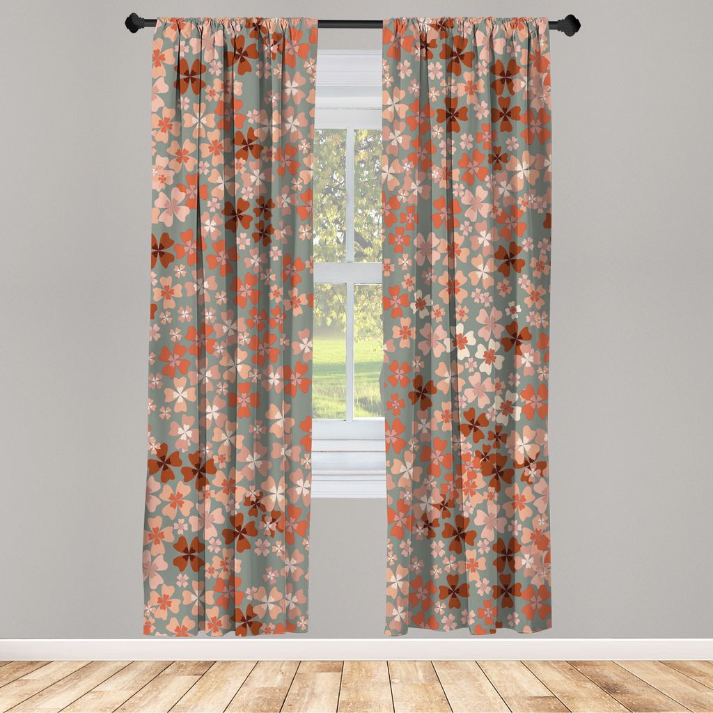 ABAKUHAUS Blume Vorhänge 2 Panel Set für Wohnzimmer Schlafzimmer Nachbildung, Lila Blumen Blüten İm Frühjahr Romantische Wiese Happy Fun Land ...