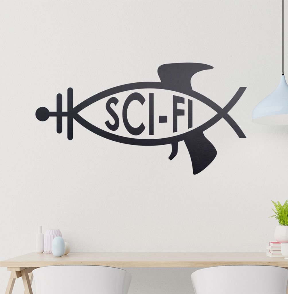 Sci-Fi Fisch Fish Wandtattoo in 6 Größen - Wandaufkleber Wall Sticker - Dekoration, Küche, Wohnzimmer, Schlafzimmer, Badezimmer