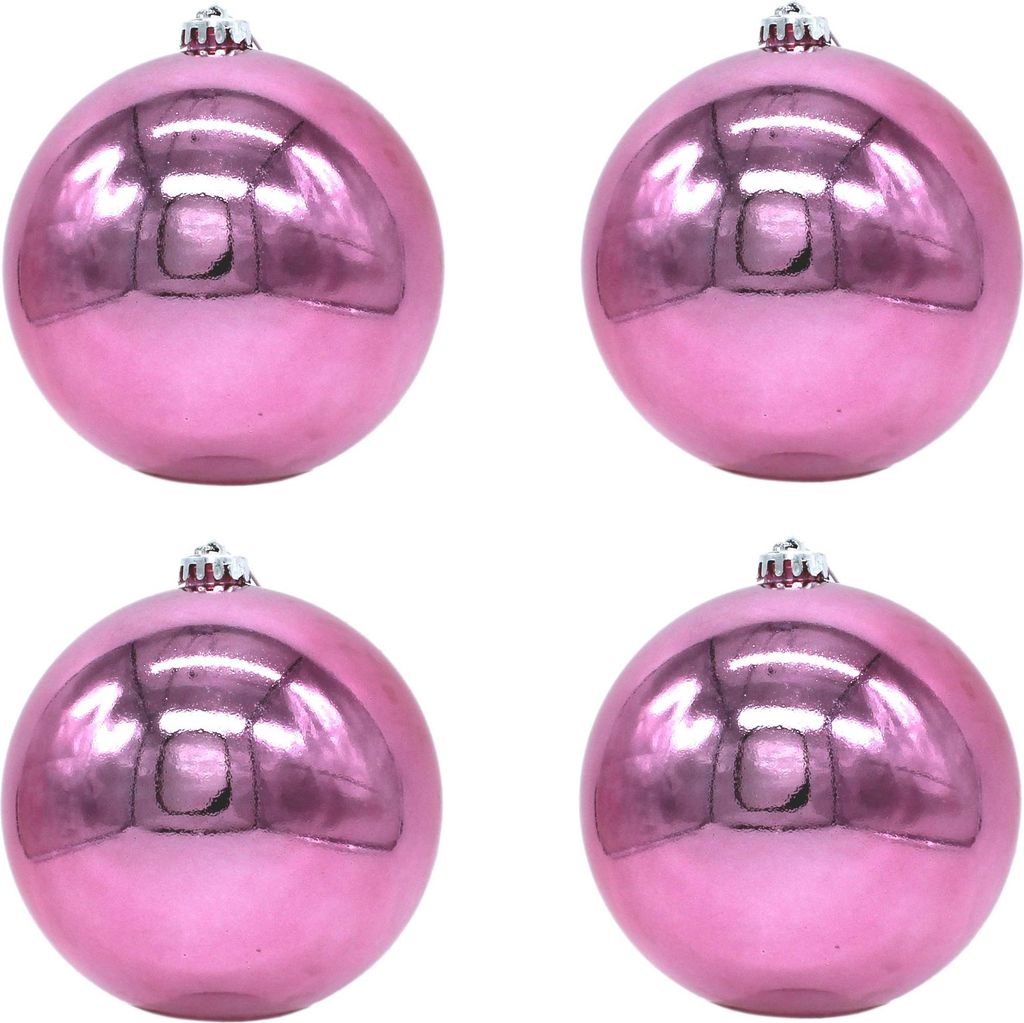 Weihnachts-Kugel XXL Ø 15cm - 4 Stück rosa glänzend