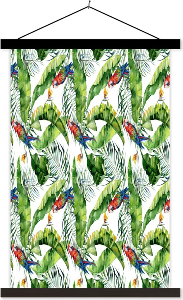 MuchoWow Textilposter Blumen - Paradiesvogelpflanze - Papagei 120x180 cm mit schwarzem Rahmen - Fotos